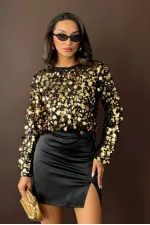 Topshow Gold Pullu Toptan Bluz
