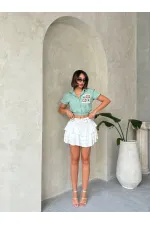 Nakışlı Cepli Toptan Gömlek - Çağla | TOPSHOW