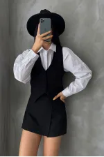 Gilet en daim noir en gros | TOPSHOW | f1528