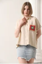 Topshow Taş Çiçek Cepli Toptan Gömlek