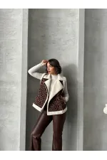 Peluş Toptan Yelek - Kahve Siyah | TOPSHOW | F1828