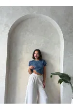 Topshow Haut en organza indigo, blouse en gros