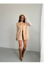 Artificial Fur Women's Wholesale Vest – Soft Texture - STONE