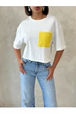 Wholesale T-Shirt with Pocket Detail - Yellow | Topshow