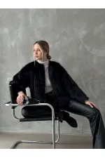 Topshow Siyah Suni Kürk Toptan Ceket | F1615