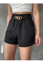 Short noir à poches et ceinture Topshow en gros