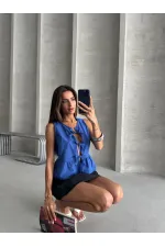 Topshow Saks Front Tie Wholesale Blouse