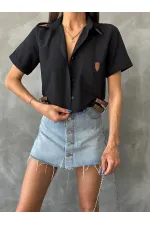 Topshow Siyah Kemer Detaylı Toptan Gömlek