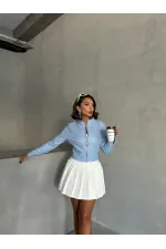 Veste en cuir en gros - Bleue | TOPSHOW | F0443