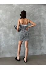 Topshow Siyah Pitikare Askılı Toptan Elbise