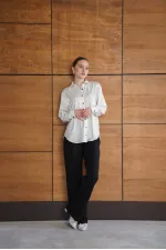 Chemise satinée à pois - Crème | F2076 - Topshow