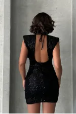 Robe de soirée courte dos nu à sequins scintillants brodés Topshow | TOPSHOW | F1867