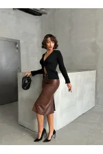 Deri Toptan Etek - Kahve | TOPSHOW | F1818