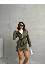 Suede Zippered Wholesale Blouse - Khaki | TOPSHOW | F1760