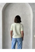 Çiçek Detaylı Tişört - Sarı | Topshow