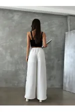 Pantalon Topshow crème en soutache avec détails, vente en gros