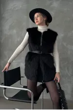 Gilet à plumes noires Topshow en gros | F1567