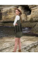 Tassel Dropped Wholesale Vest - Khaki | TOPSHOW | F1806