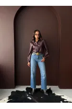 Chemises en similicuir Topshow en gros - Marron | F2044