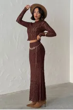 Brown Long Transparent Wholesale Skirt | Topshow | F1887