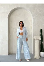 Pantalon brodé Süzüne - Bleu | Topshow | F1927