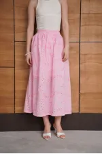 Embroidered Long Skirt - Pink | F2080 - Topshow
