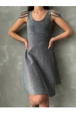 Topshow Gümüş Simli Toptan Elbise