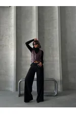 Gilet en cuir boutonné en gros - Rouge bordeaux | TOPSHOW | F1503