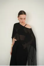 Chiffon Poncho - Black | D2938 - Topshow