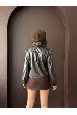 Chemises en similicuir Topshow en gros - Prune | F2044