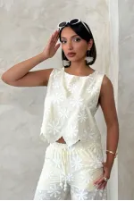 Embroidered Sleeveless Wholesale Blouse - Yellow | Topshow