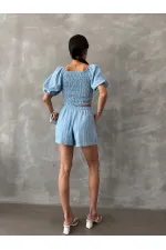 Topshow Blue Striped Gipel Wholesale Blouse