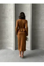 Süet Toptan Etek - Taba | TOPSHOW | F1761