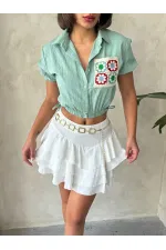 Nakışlı Cepli Toptan Gömlek - Çağla | TOPSHOW