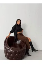 Jupe en velours côtelé Topshow en gros - Noire | F2033