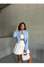 Veste en cuir en gros - Bleue | TOPSHOW | F0443