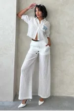 Wholesale Pleated Trousers - Cream | Topshow
