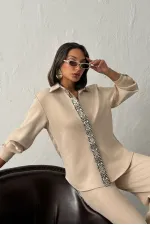 Chemise Topshow en daim scuba à rayures - Pierre | F1973