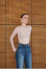 Dantel Toptan Bluz - Pembe | F2092 - Topshow