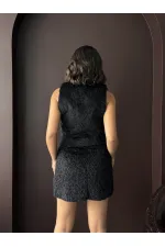 Topshow - Toptan Vintage Tarz Siyah Tüylü Kadın Yelek
