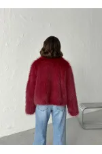 Topshow - Manteau en fausse fourrure pour femme - Bordeaux (vente en gros)