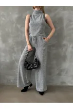 Pantalons en maille gris en gros | TOPSHOW | F1486