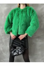 Veste en fausse fourrure en gros - Émeraude | TOPSHOW | F1615