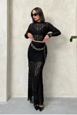 Dantel Toptan Abiye Etek- Siyah | TOPSHOW | F1887