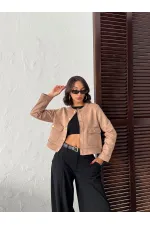 Veste Topshow en daim à poches - Vison | F1800