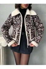 Manteau en peluche en gros - Léopard D2 | TOPSHOW | F1814