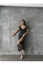 Robe Topshow noire à pois et imprimé floral (vente en gros)