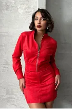 Zippered Wholesale Jacket - Red | TOPSHOW | F1551