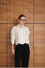 Embroidered Shirt - Cream | F1947 - Topshow
