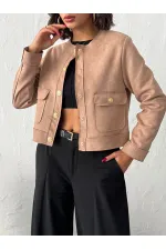 Veste Topshow en daim à poches - Vison | F1800